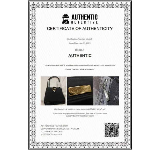 Yves Saint Laurent NEW Black Patent Leather & Gold Heart Vintage Handbag w/ COA - Picture 12 of 13